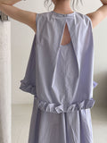 Small fresh design pleated ruffle edge vest + skirt women's summer new temperament set
