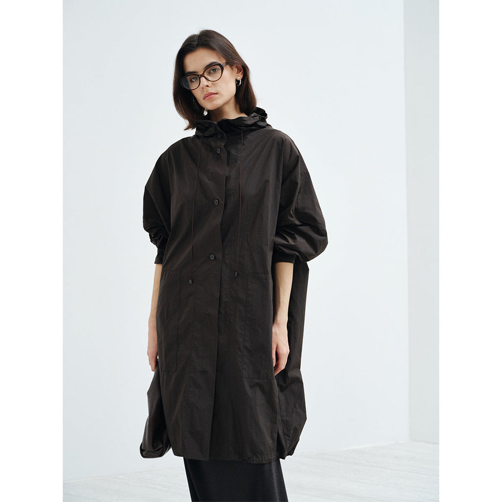Spring design feeling light wrinkle feeling stand collar anti-wrinkle non-ironing sunscreen long trench coat
