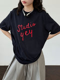 Letter print crew neck T-shirt women's summer new Korean simple commuter versatile short-sleeved top
