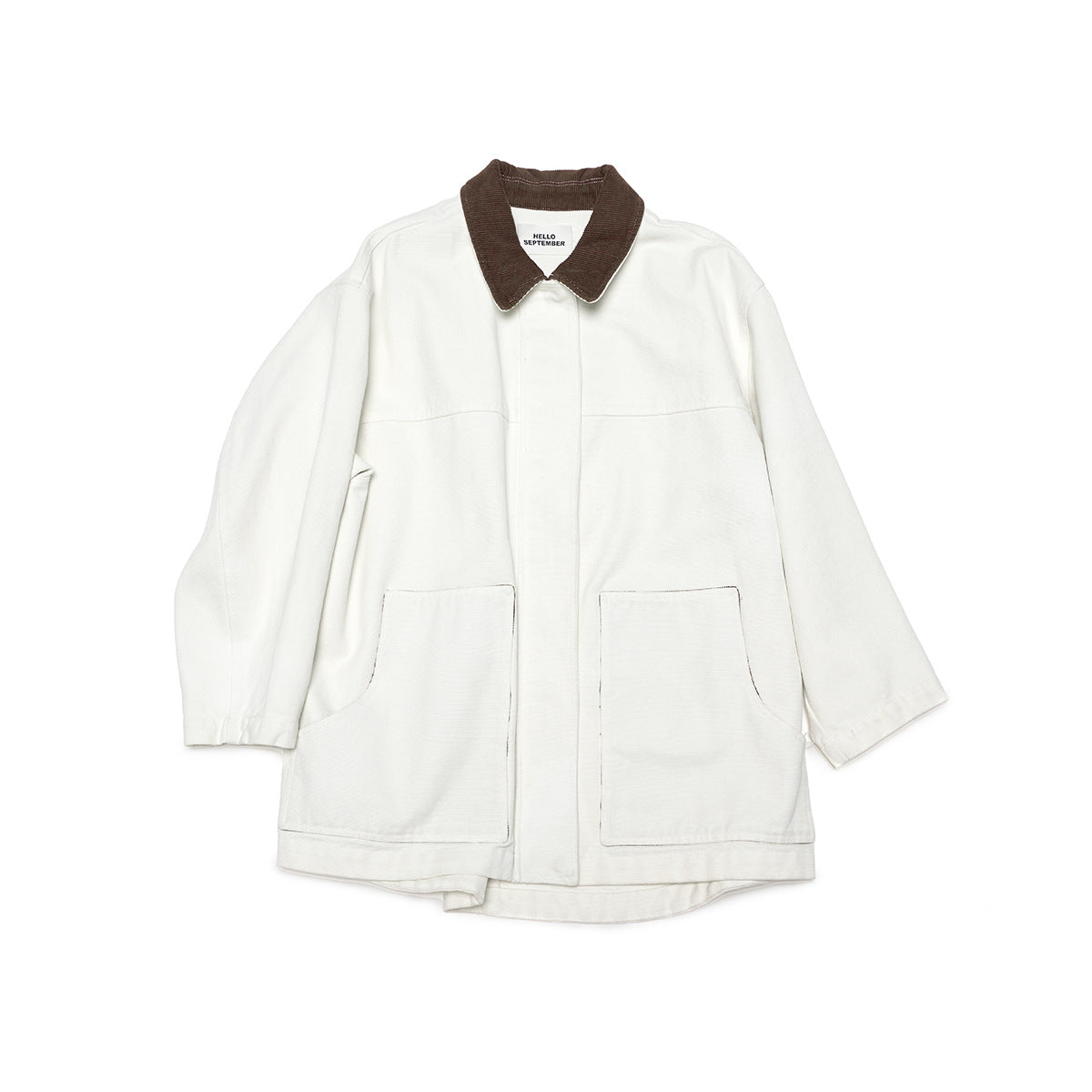 Autumn casual lapel Barn wind contrasting color silhouette large version cotton medium and long coat