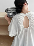 Korean version of the back hollow short-sleeved shirt women's summer new lazy wind loose backless shirt top