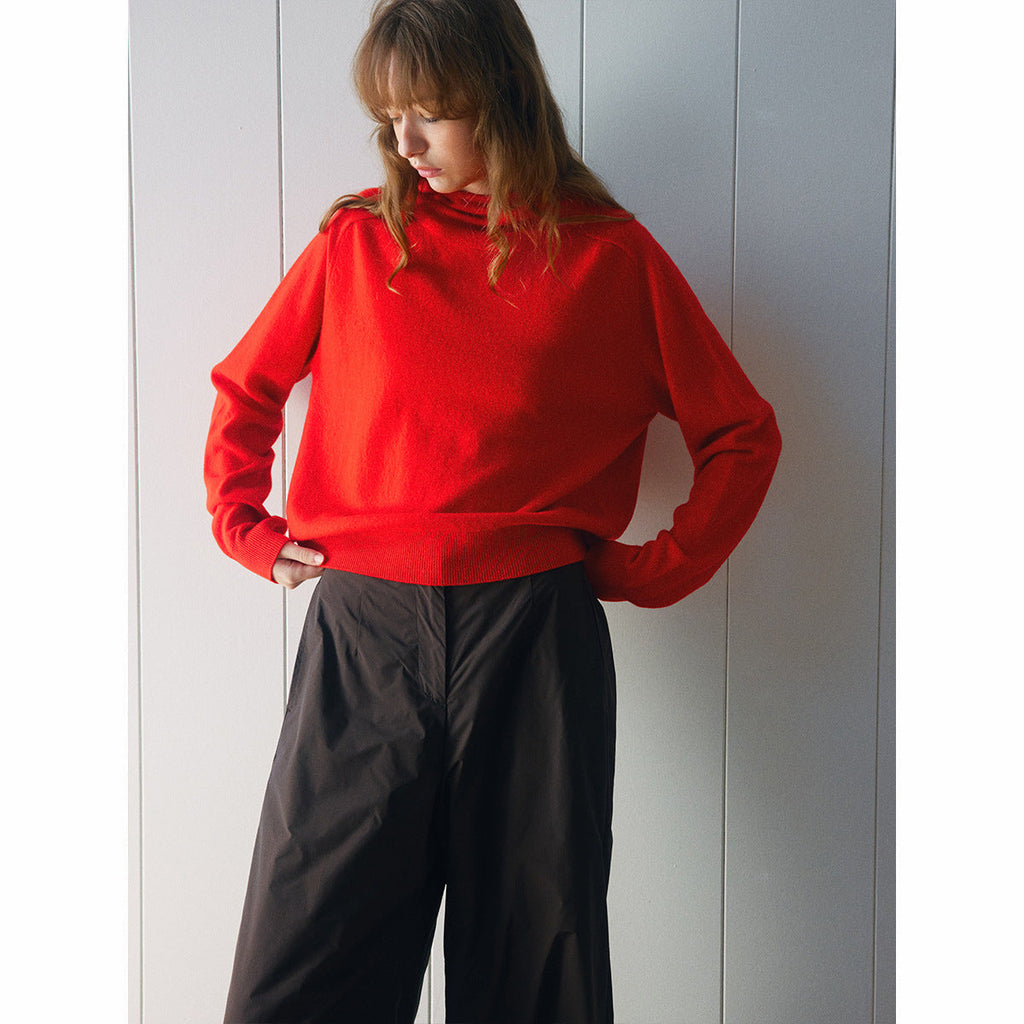 Autumn new casual solid color all-wool simple versatile hooded knitted jumper