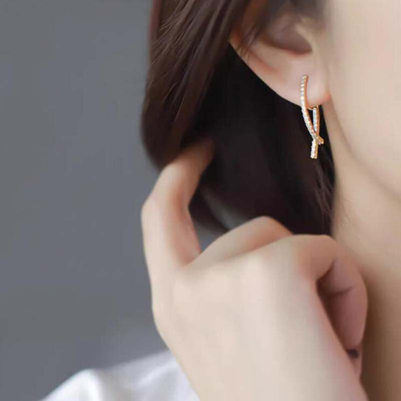Cross Diamond Ear Clips No Piercing