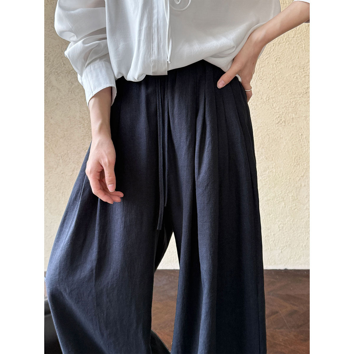 Japanese Yamamoto Pants Versatile Casual Skinny Wide Leg Pants Women's Summer Commuter Tencel Ramie Pants Thin