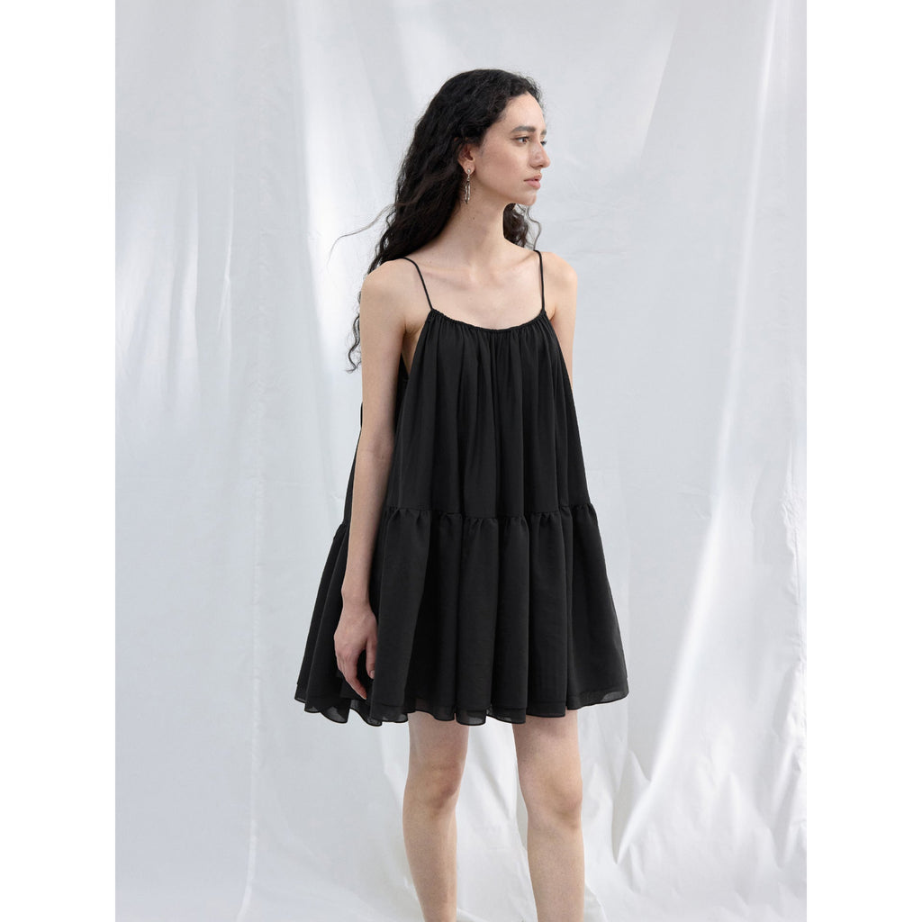 Summer Tencel Plenty Sense Cake Suspender Skirt Corrugated Wrinkle Dress