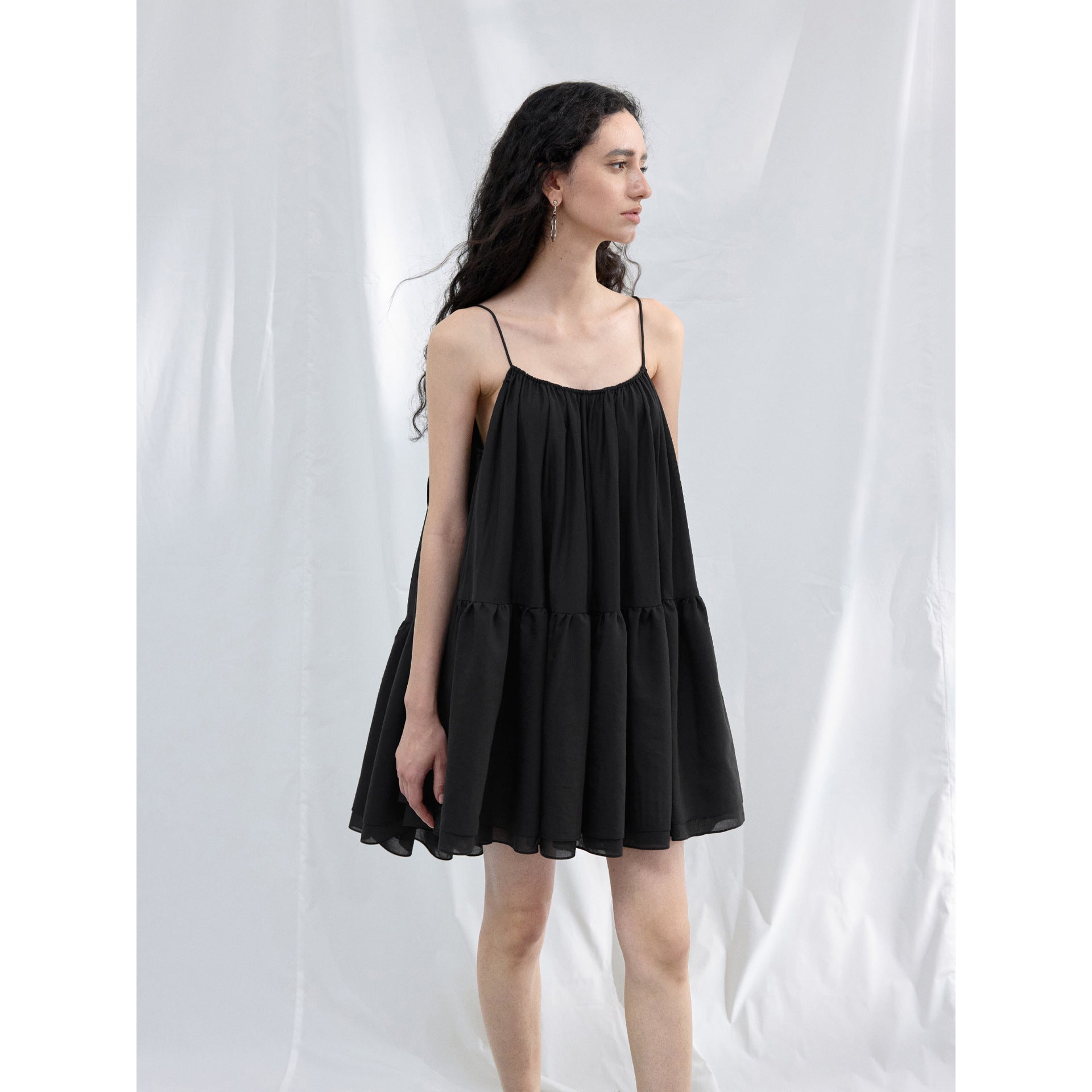 Summer Tencel Plenty Sense Cake Suspender Skirt Corrugated Wrinkle Dress