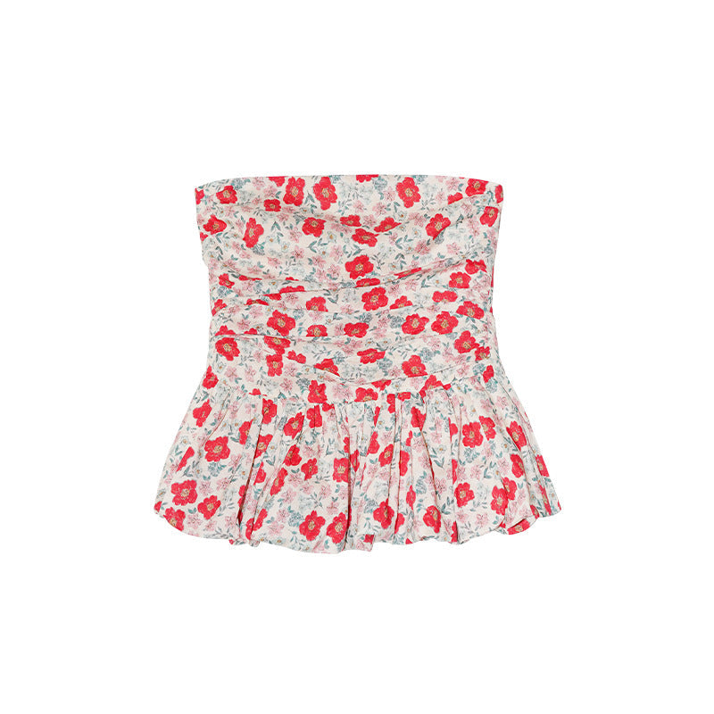 Dopamine sweet and spicy sexy sleeveless floral tube top