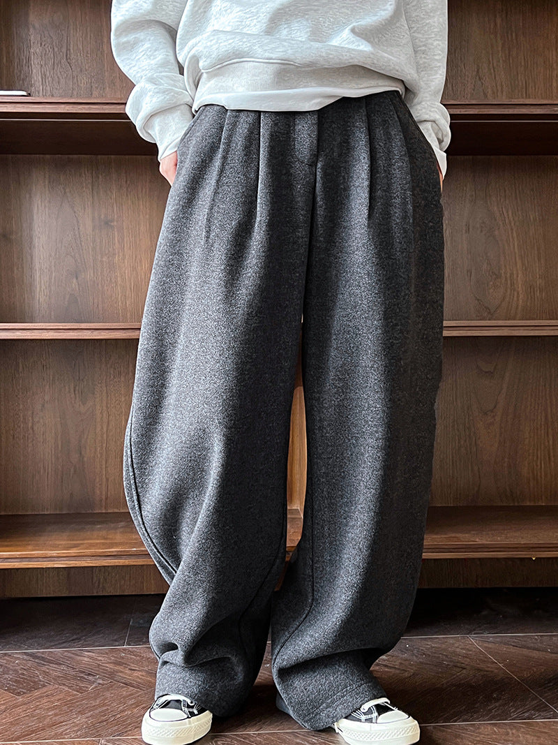The pants are very good~ Korean thickened woolen sickle pants for women's autumn and winter new thin imitation cashmere trousers