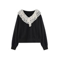 Sweet age-reducing pullover lace ruffle sweater woman