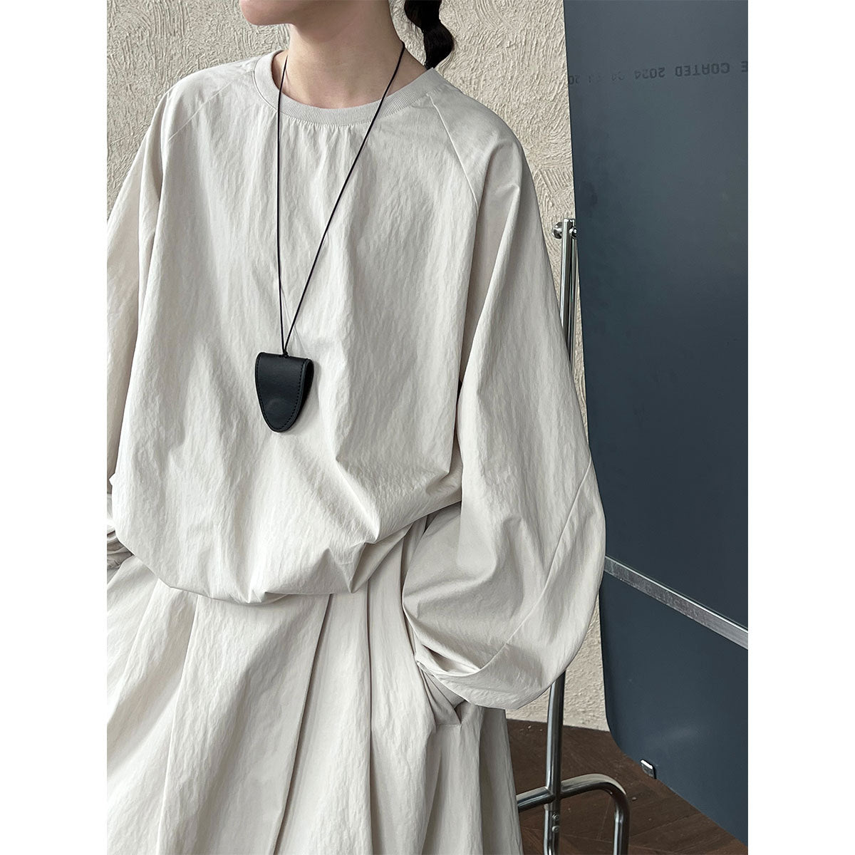 Japanese sports style round neck sweater skirt set