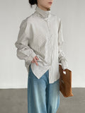 Striped Long Sleeve Loose Cardigan Shirt
