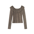 Sweet age-reducing slim-fit polka-dot long-sleeved ruffle top