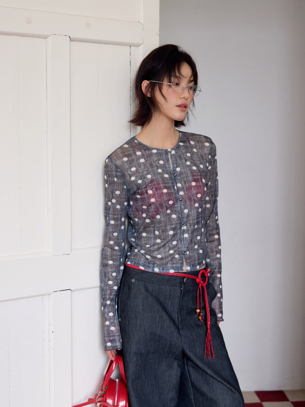 Fold on top of long-sleeved top