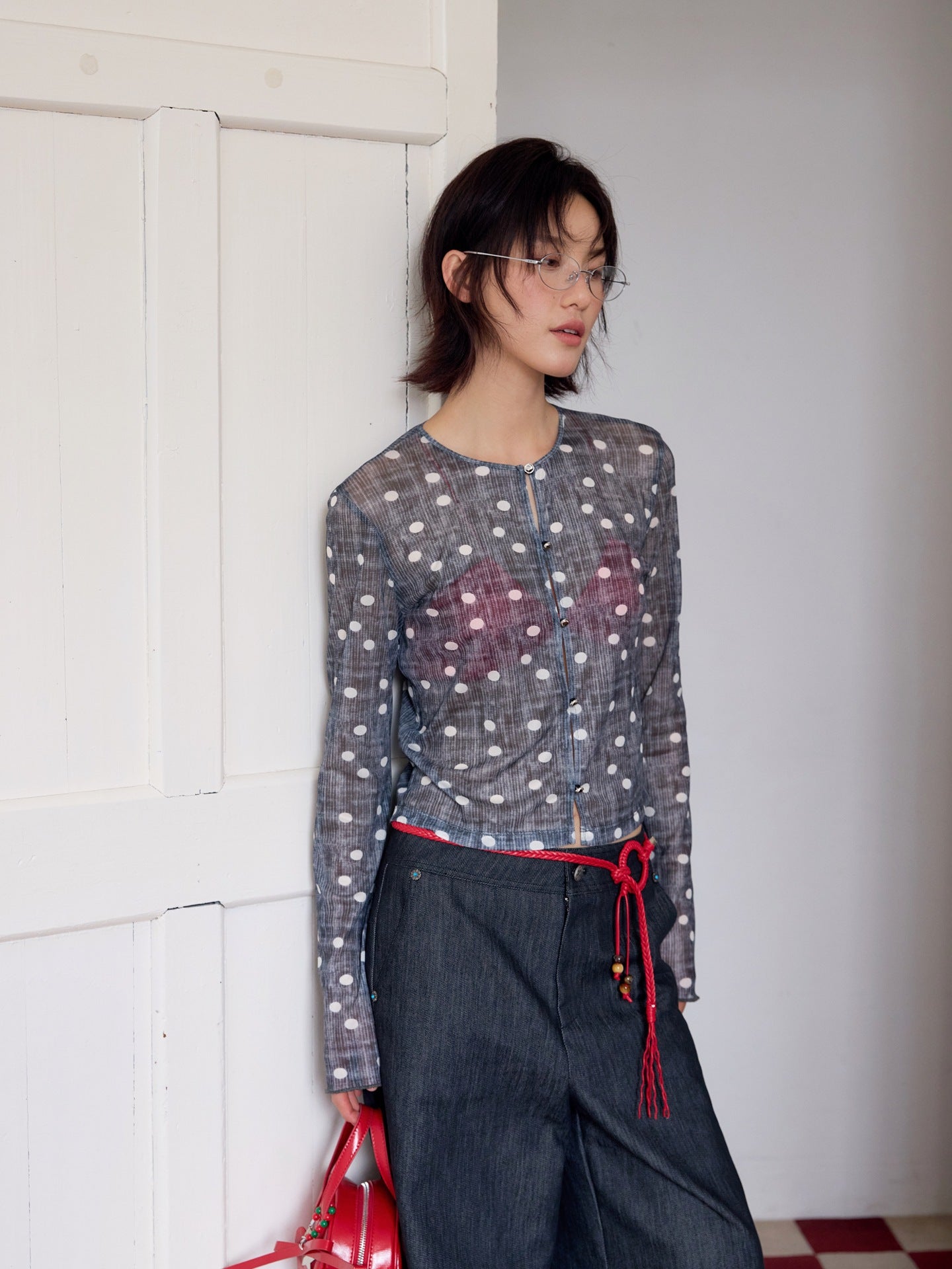Fold on top of long-sleeved top