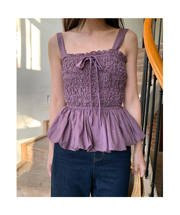 Girls sweet age-reducing texture slim-fitting sling vest