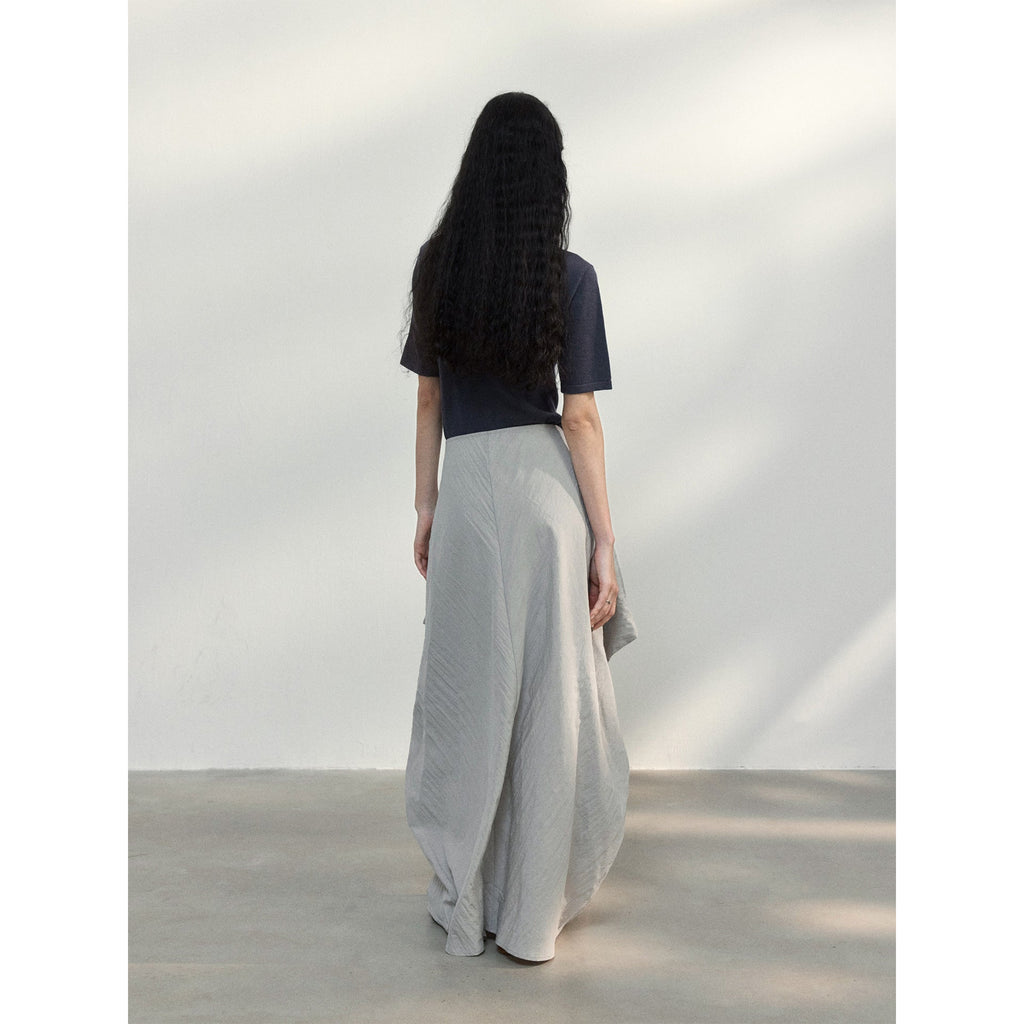 New design Tencel adjustable waist micro-fold texture cocoon skirt