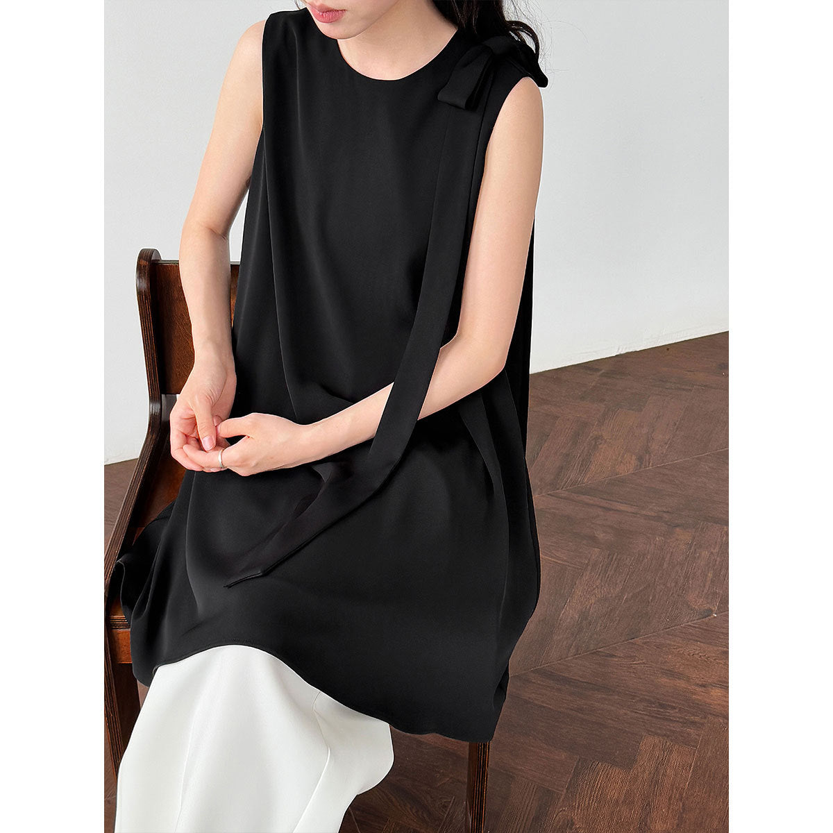 French holiday bow sleeveless vest skirt summer new temperament niche design dress