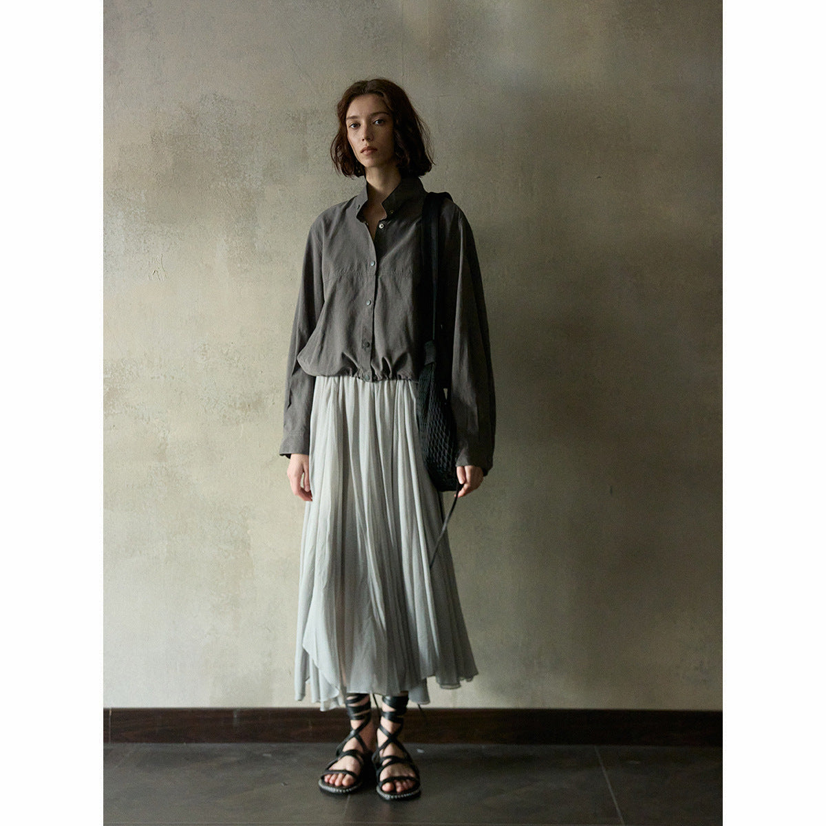 Flax skinny stand-up collar jacket top women's spring new simple versatile commuter jacket
