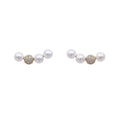 Light luxury small micro-inlaid pearl zircon smile one-word curved stud earrings sweet high-end simple earrings earrings women