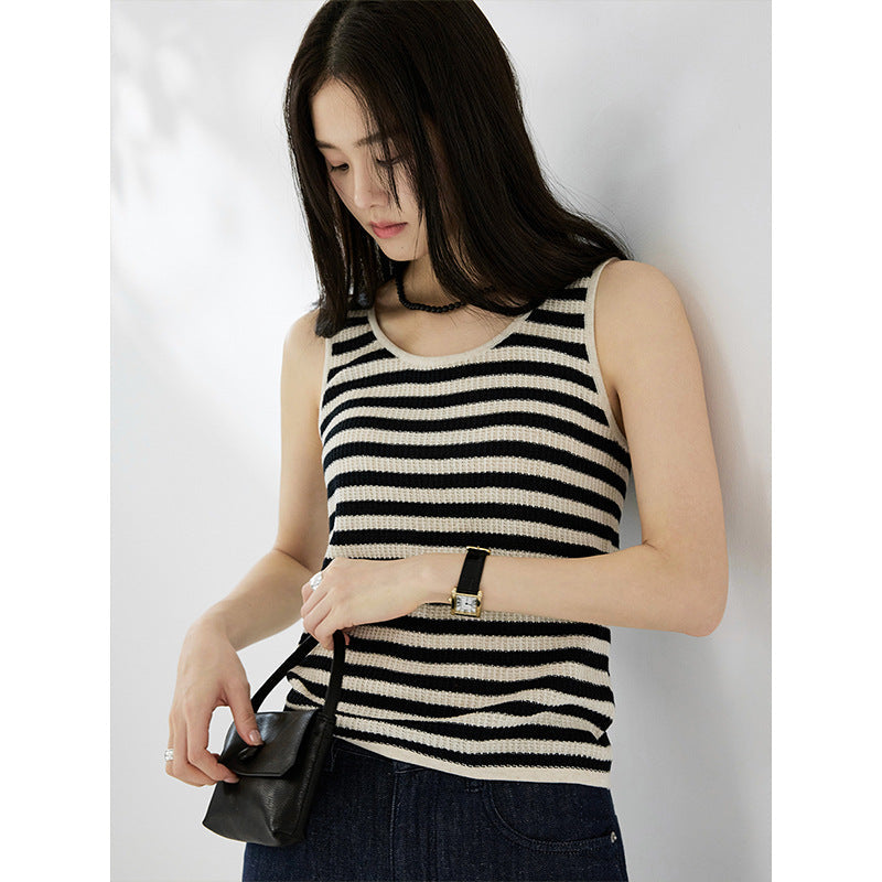 Texture Tianshuang linen knitted cool vest