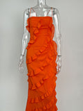 Split holiday suspender dress