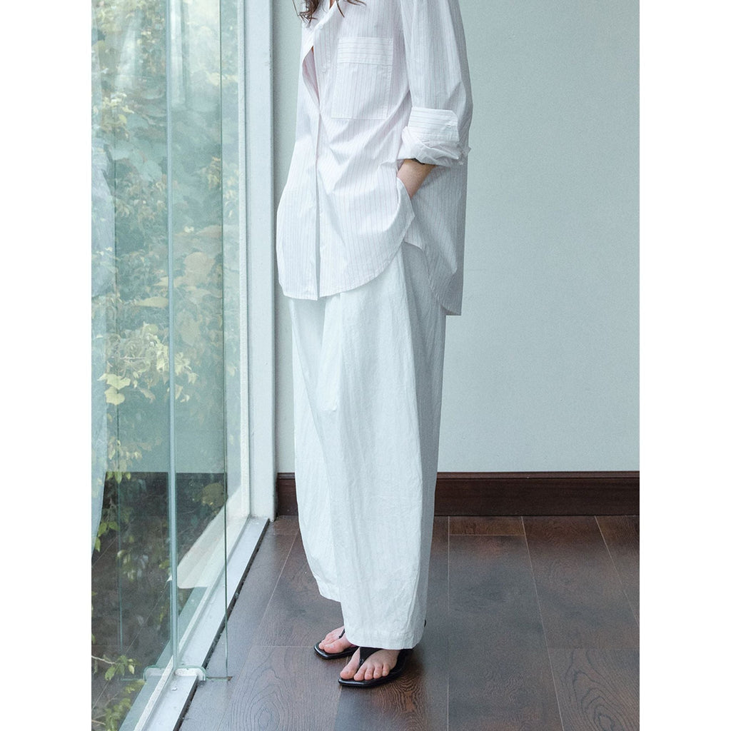Autumn new relaxed paper wrinkle texture drawstring scimitar casual pants