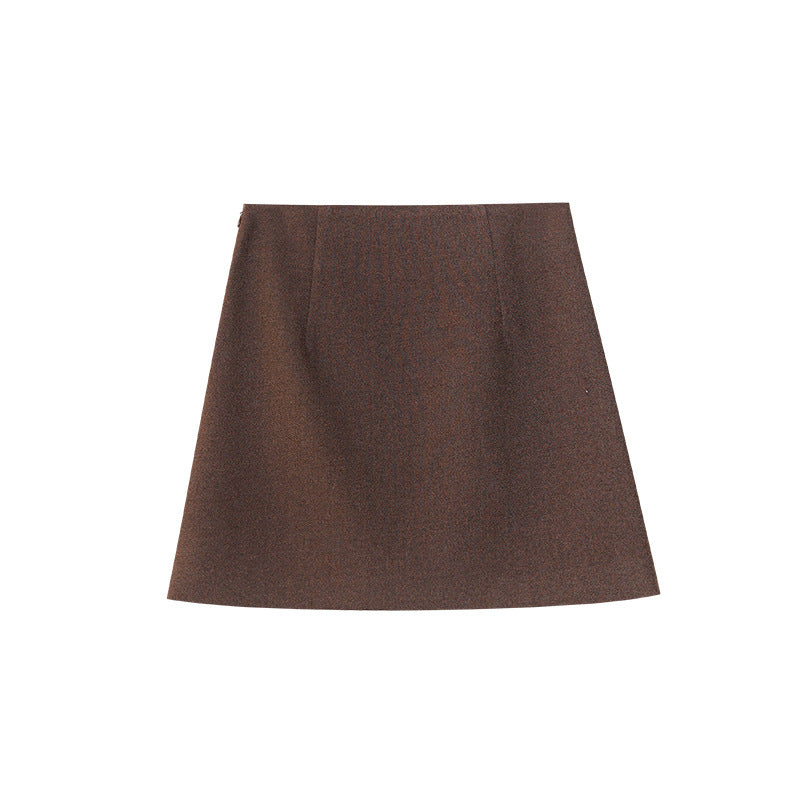 Age-reducing short skirt, high waist and thin three-point solid color skirt