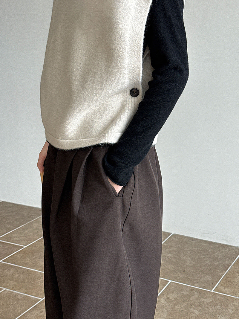 Pile collar knitted vest vest women's winter new lazy style, stacked wearing vest sweater