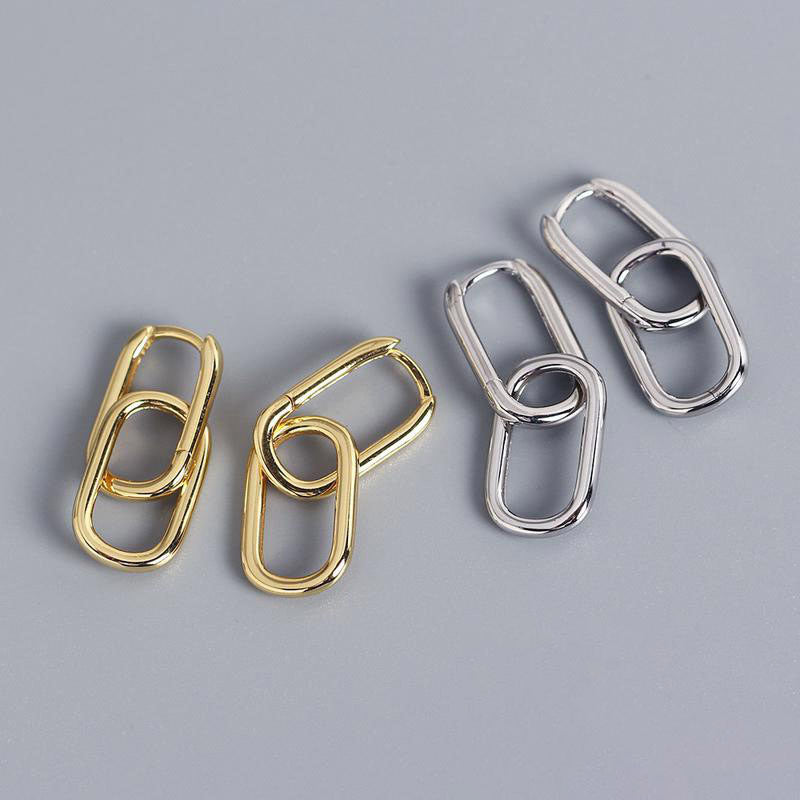 Oval Earrings Simple Metal Style Removable Earrings
