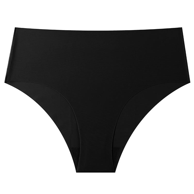 Mid-waist large-size women's briefs, seamless ice silk pants, breathable and quick-drying nylon panties for women