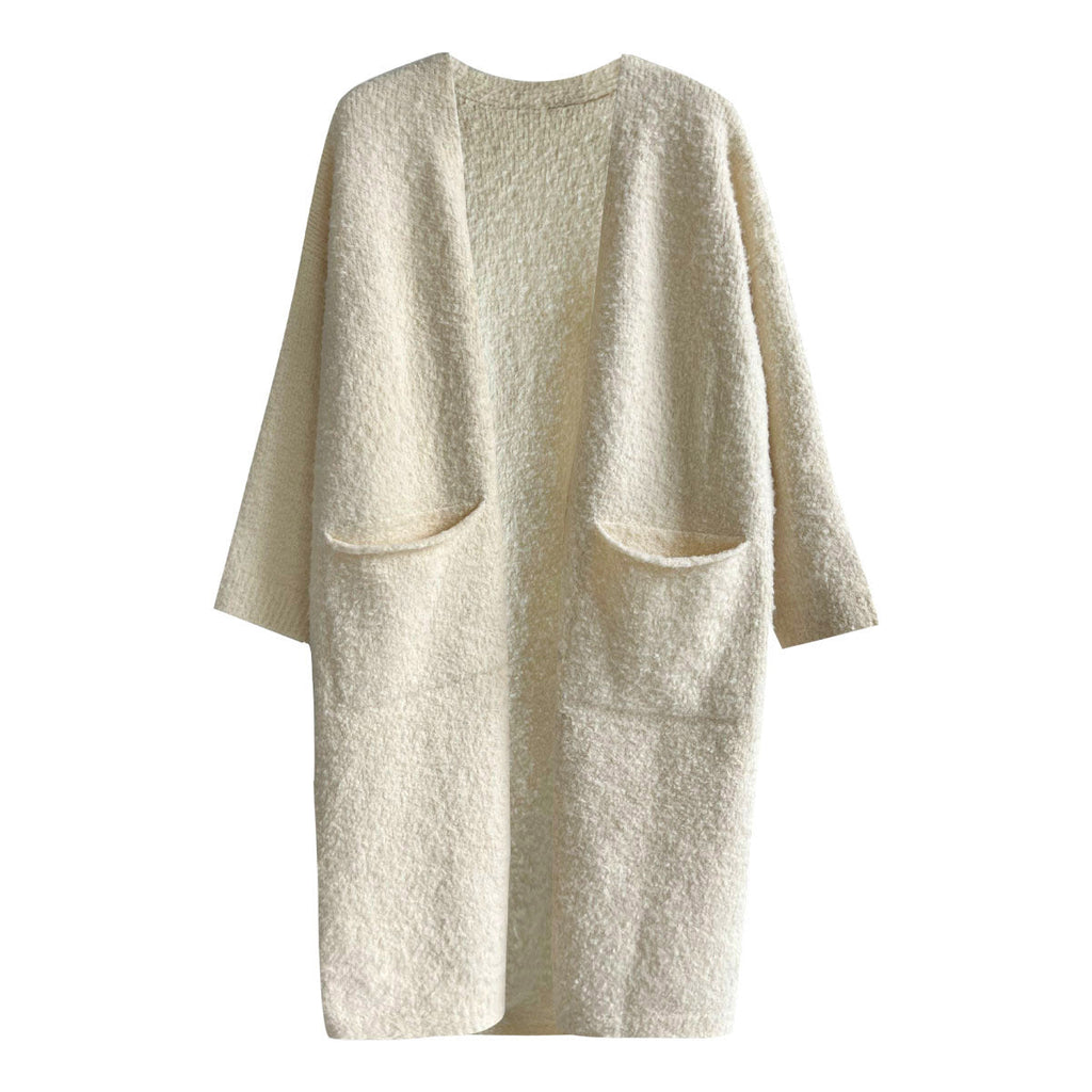 Soft and cozy wool knit long cardigan for women, new autumn korean style, thick and relaxed sweater jacket