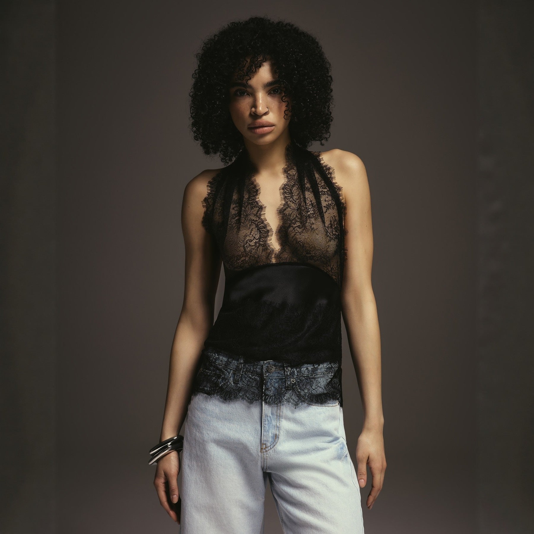 Pure lust lace back halterneck T-shirt