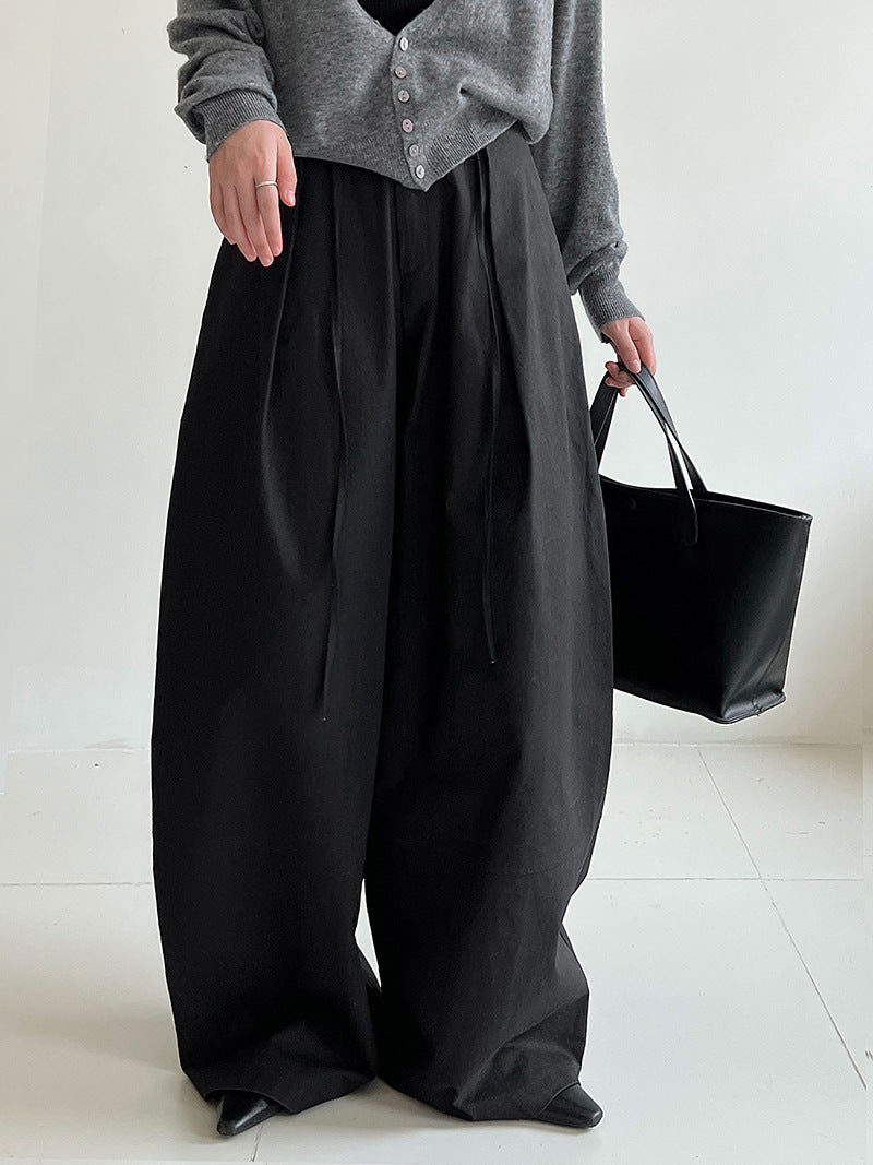 Korean pleated loose drape balloon pants autumn lazy versatile trousers