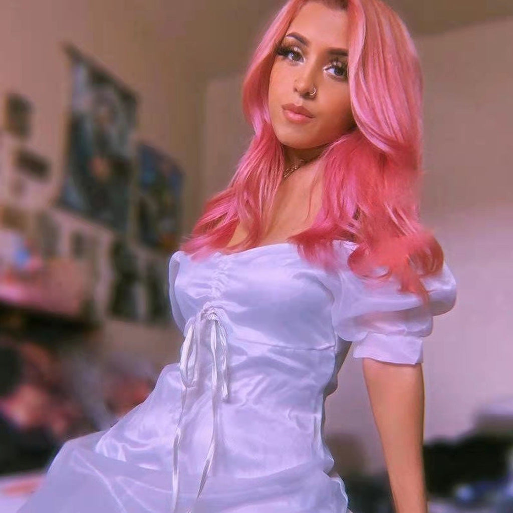 Spice Girl Vintage Waist Princess Dress Bubble Sleeves Meat Through Organza Mini Dress