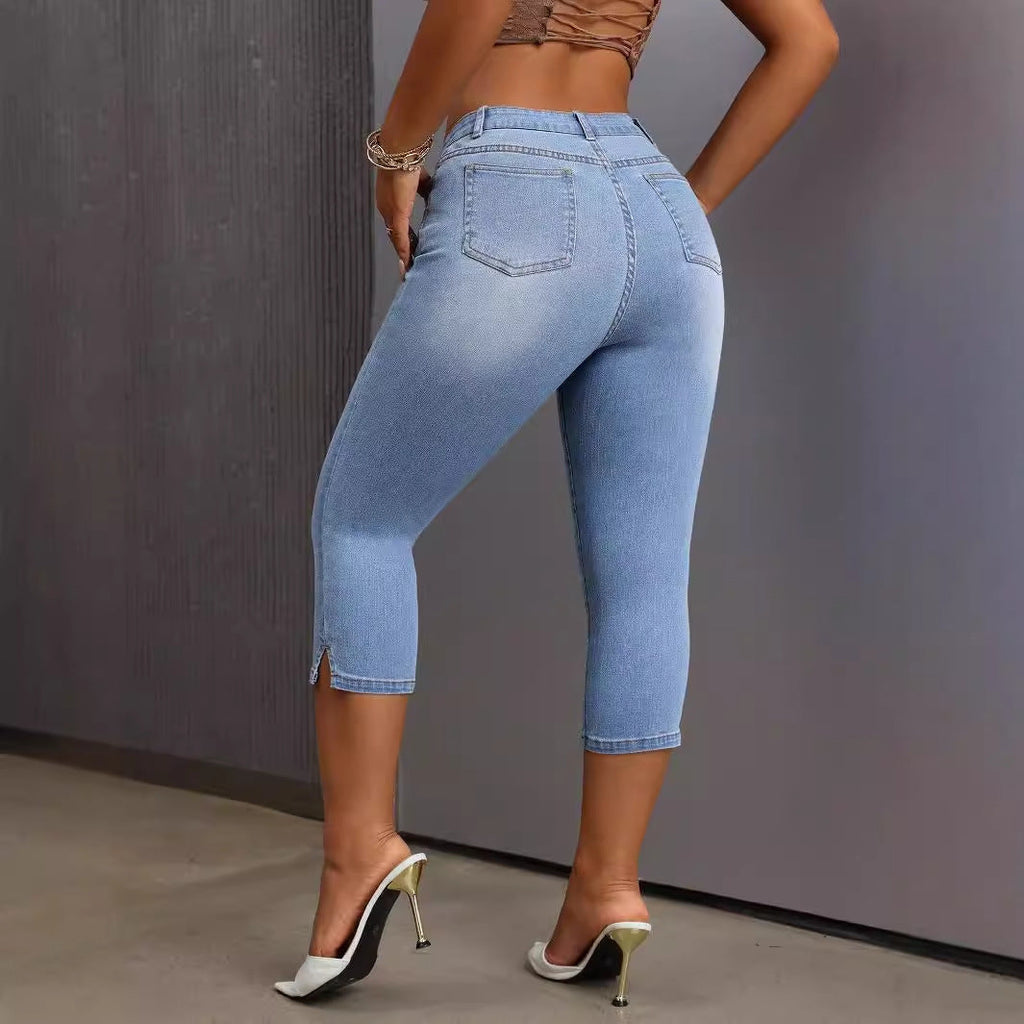 Mid-Waist Skinny Cropped Jeans