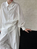 Design sense casual commuting characteristic placket shirt women's autumn new texture loose simple top