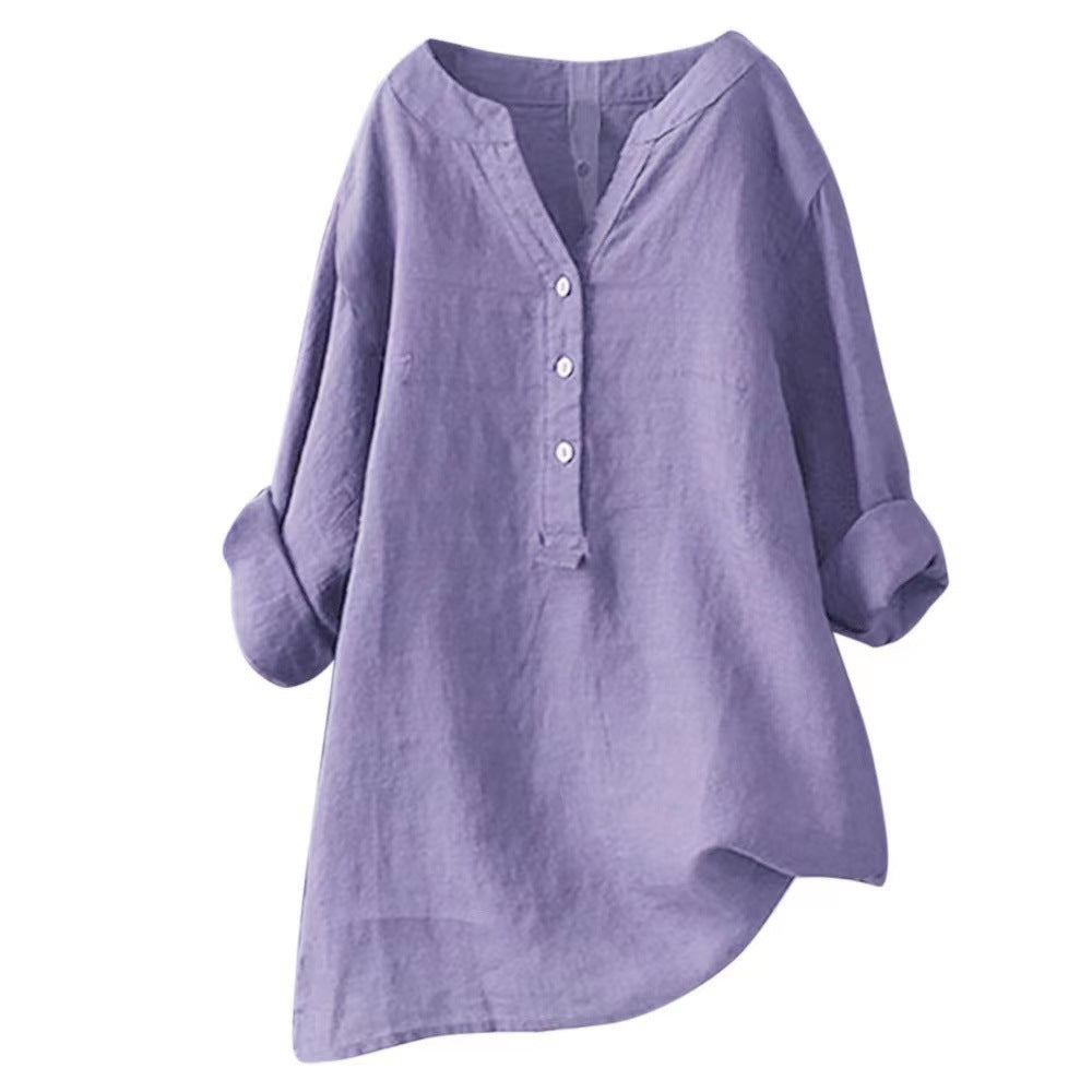 Loose Casual Women's Stand-Up Collar Top Women's Shirt Crew Neck