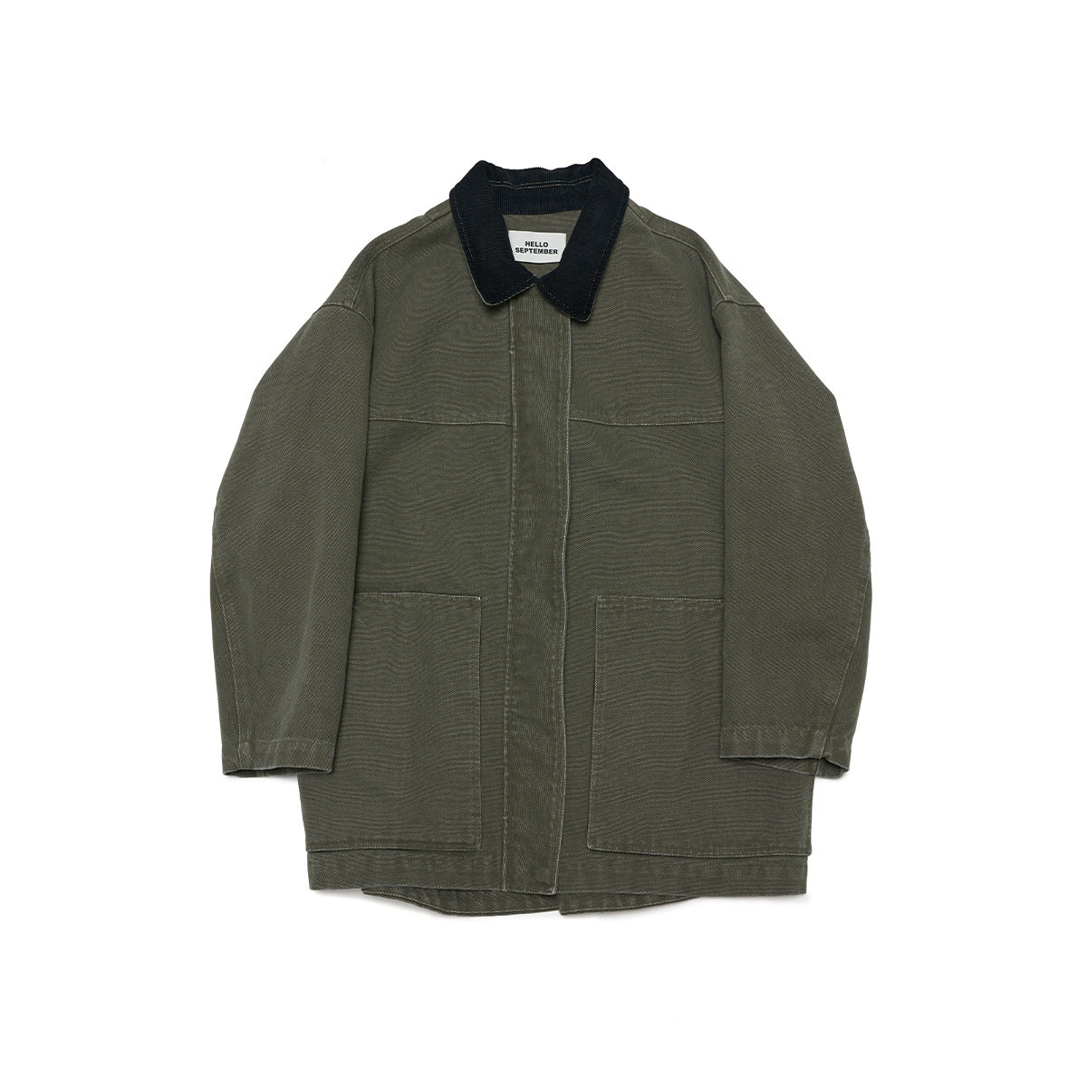 Autumn casual lapel Barn wind contrasting color silhouette large version cotton medium and long coat
