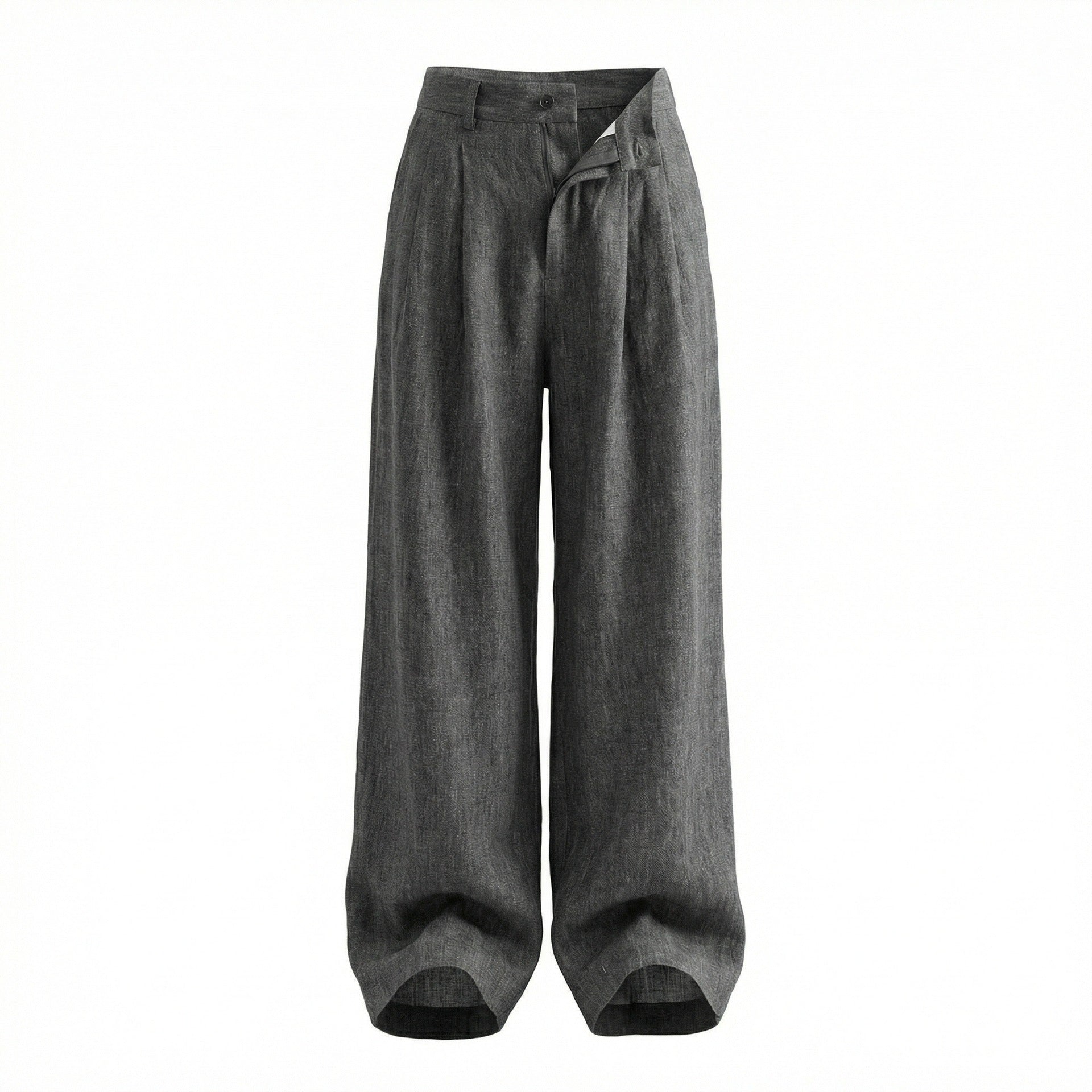Simple loose linen high-waisted wide-leg trousers