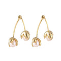 Simple French pearl flower cross earrings niche design stamen temperament stud earrings