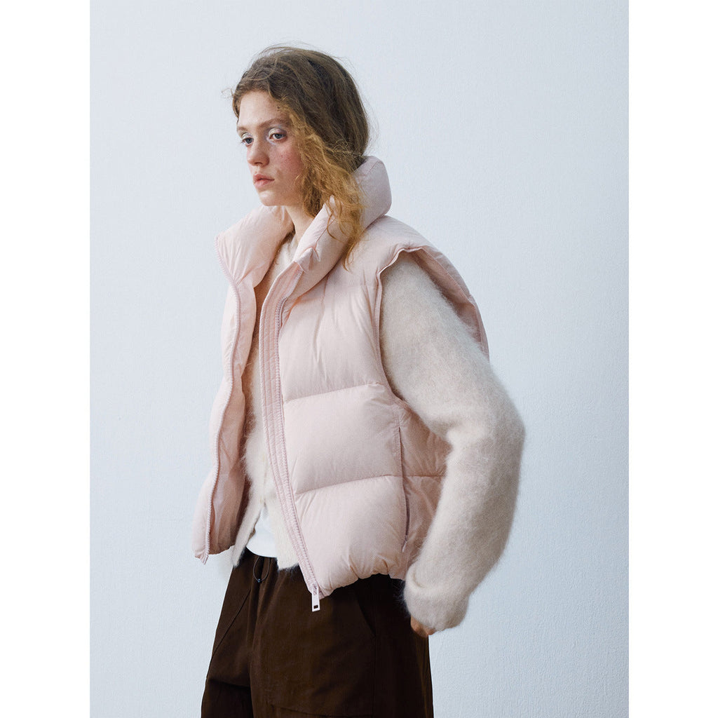 Winter new casual funnel collar white duck down bread down vest
