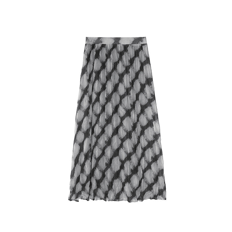 Unique temperament elastic waist skirt