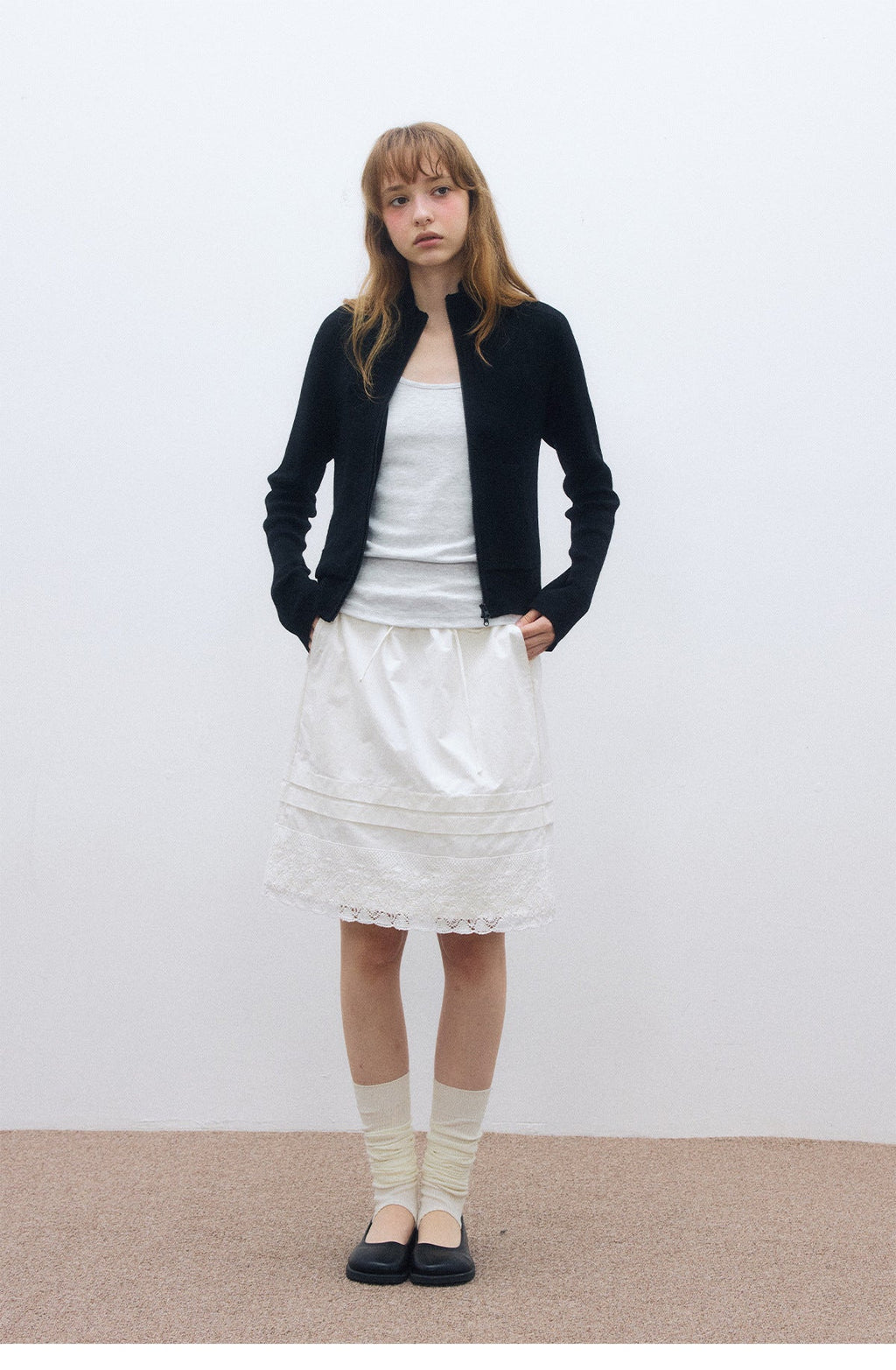 Autumn new casual wool solid color versatile stand-up collar pit strip short knitted cardigan women