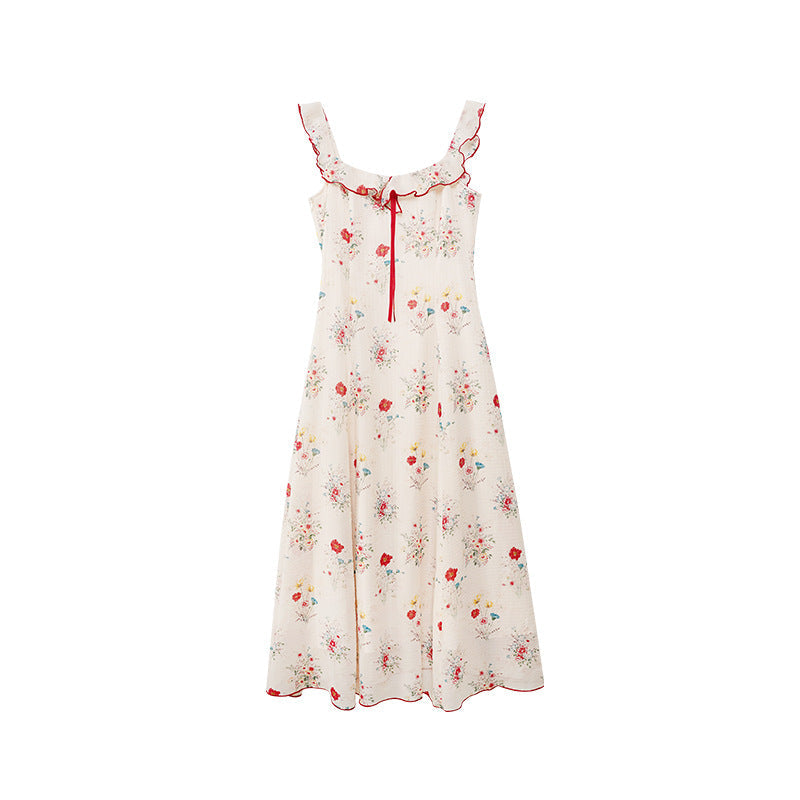 Suspender skirt sexy and beautiful sleeveless floral dress