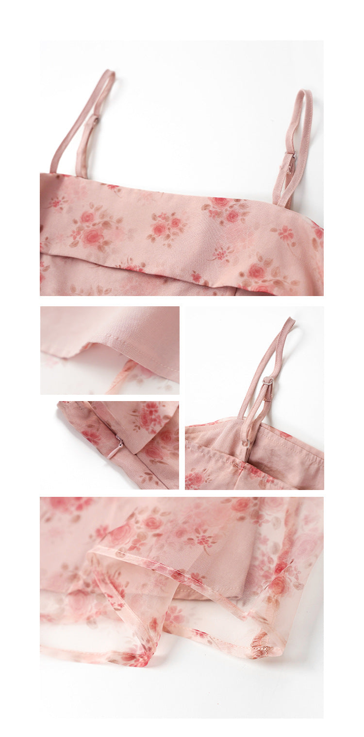 Women's Floral Print Off-Shoulder High-Waist Sleeveless Maxi Dress