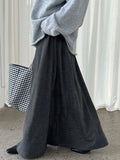 Korean lazy wind drawstring pinstriped skirt autumn new drape high waist thin dress