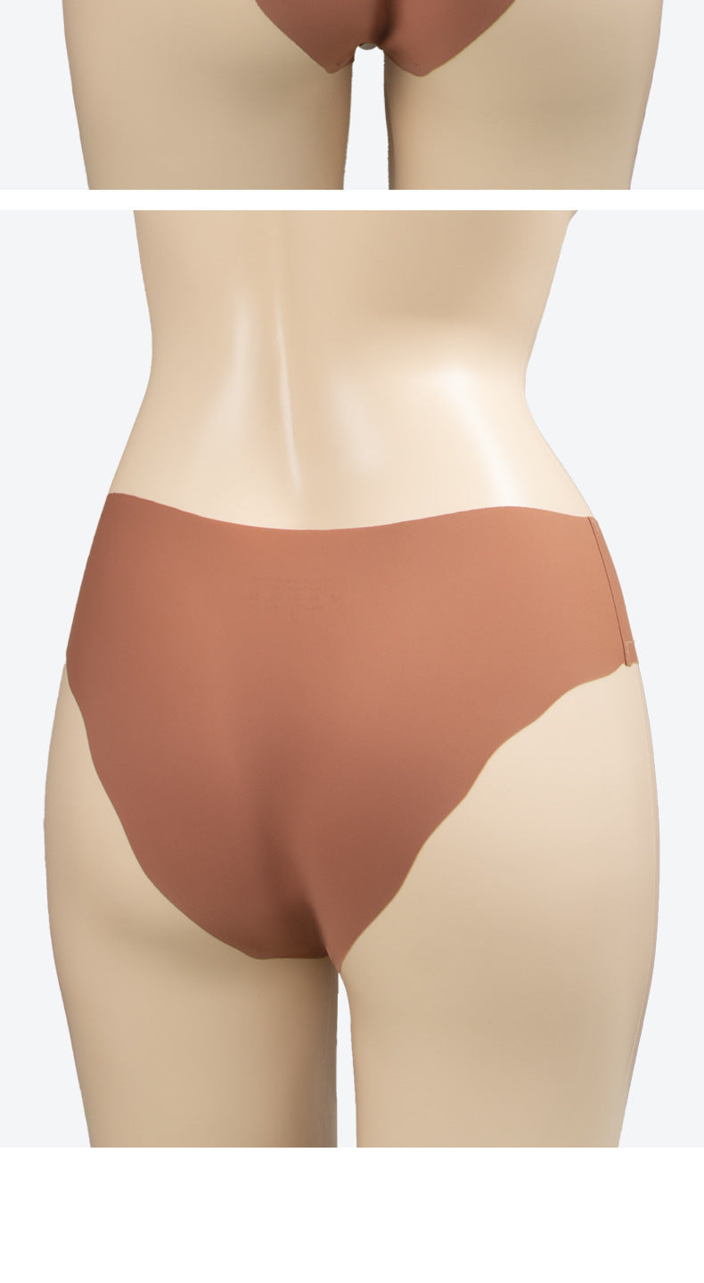 Large size seamless wavy edge panties women's soft breathable cotton women's ice silk briefs