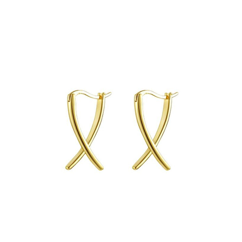 Line cross ear buckle ins tide cold wind high sense, earrings geometric niche design autumn and winter earrings