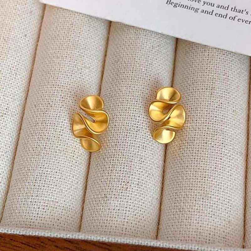 Dumb gold stud earrings light luxury high sense atmosphere new popular earrings design niche unique earrings women