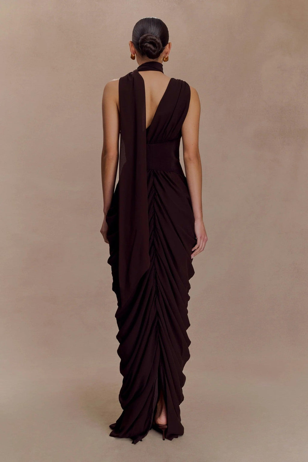 Fashion French temperament sexy streamer hip skirt backless pleated dress